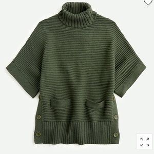 J. Crew Turtleneck Poncho - Heather Forest- Size Small